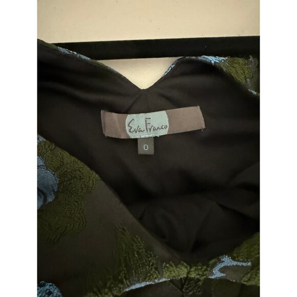 Anthropologie Blue Green Embroidered Brocade Fit & Flare Floral Mini Dress 0 - Picture 3 of 9